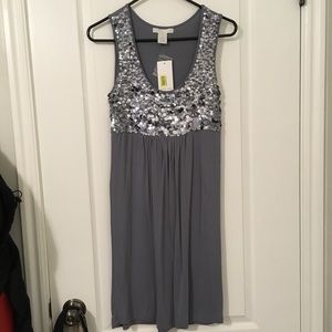 Silver Sequin Design History Dress—Size Small